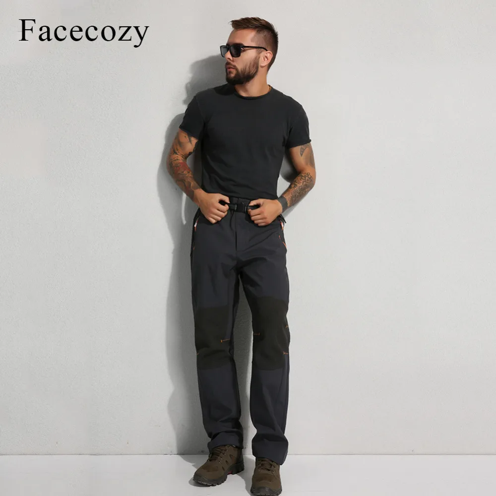Facecozy Мужские Зимние флисовые штаны для кемпинга мужские теплые