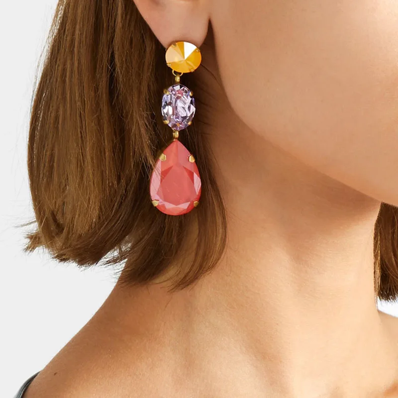 Висячие серьги JURAN с разноцветными кристаллами для женщин модные новые