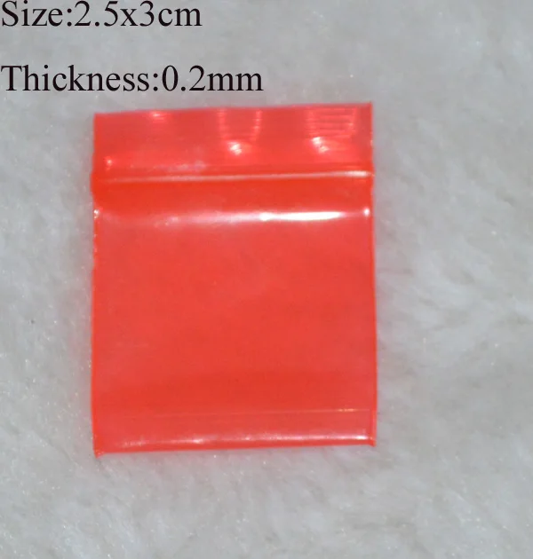 

1000pcs/Lot,2.5*3cm 1''x1.2'' Red Clear ZipLock/Reclosable Plastic Bag,Small Size zip lock PE bag