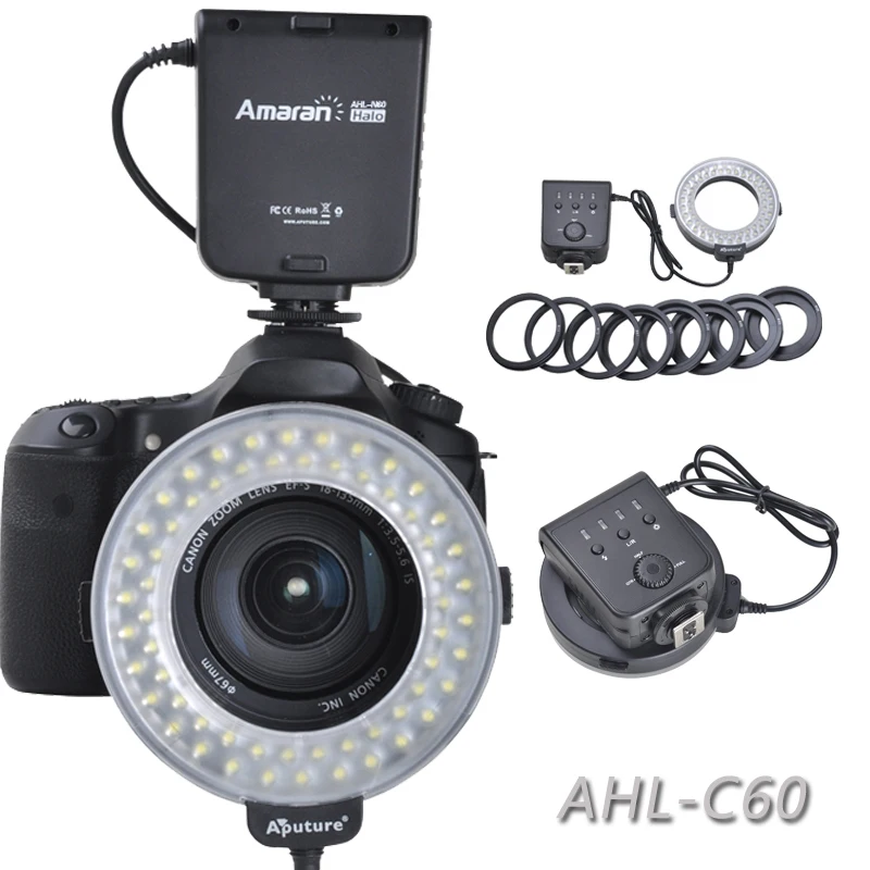 Aputure AHL-HC100 CRI 95+ светодиодная Кольцевая вспышка Марко для фотосъемки подходит для камер Canon светодиодный светильник