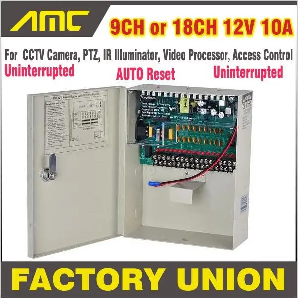 Высококачественный источник питания для систем видеонаблюдения CE RoHS 9 каналов 18