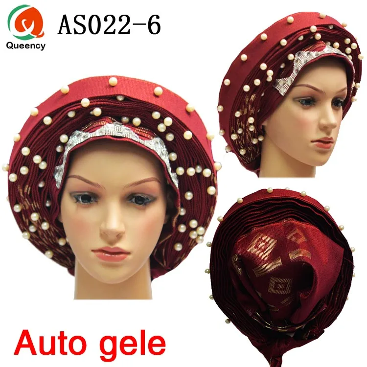 Новое поступление африканских уже связали Асо Оке Headtie Дамы авто геле бисером и камнями для Свадебные и вечерние DHL AS022