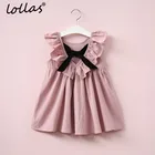 Летнее Новое повседневное стильное модное платье Lollas с рукавами и бантом, одежда для девочек, детские милые платья