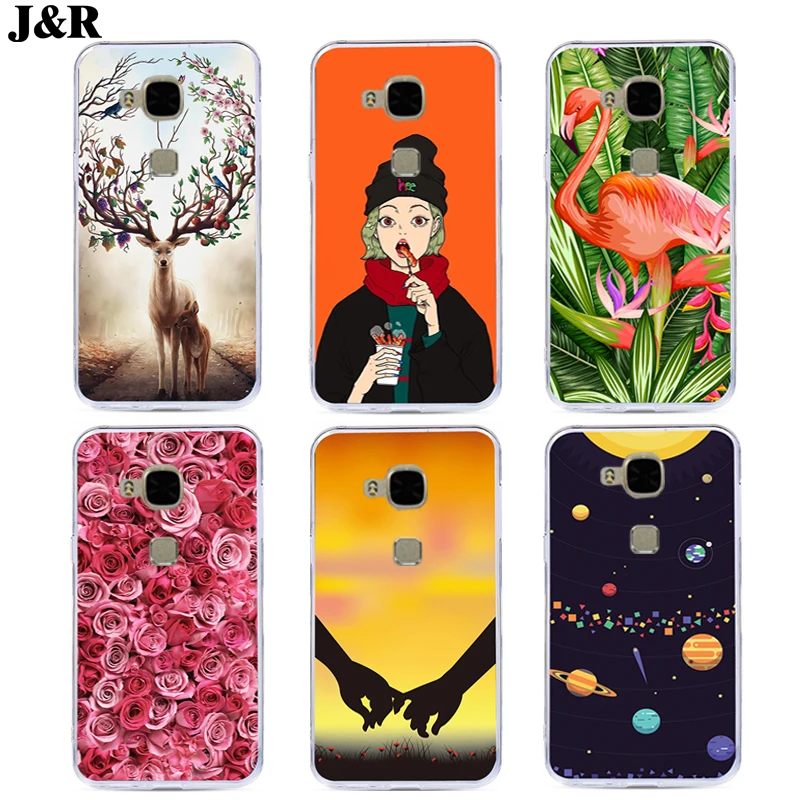 J&ampR Cute Animal Phone Case For Huawei G8 Cover Silicone Soft Maimang4 3D Relief Paint for GX8 D199 G7plus Cases |