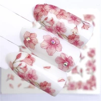 1 sheet pink flower water transfer slider for manicure nail art decoration nail sticker