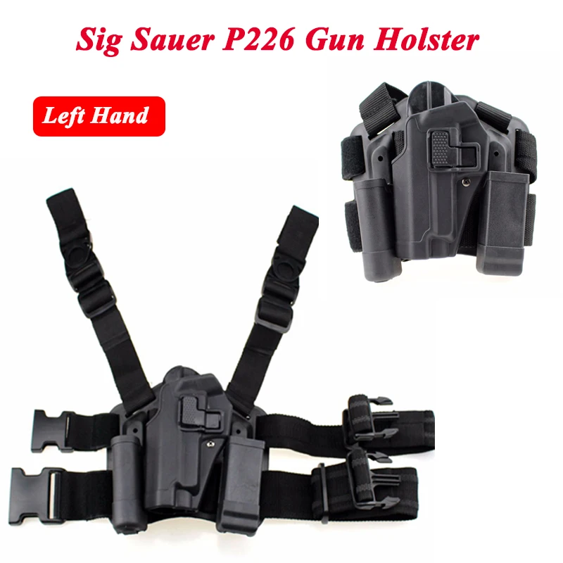 

Sig Sauer P226 Gun Left / Right Hand Leg Holster w/ Magazine Flashlight Pouch Military Hunting Airsoft Air Gun Carry Holster