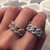 choucong mens cuban link rings 925 sterling silver ice out pave aaaaa cz statement party rings for women men hiphop jewelry