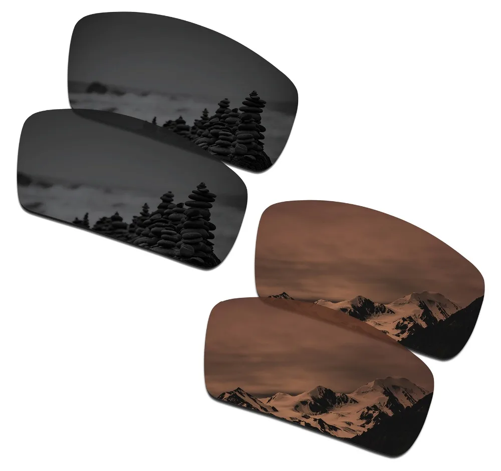 

SmartVLT 2 Pairs Polarized Sunglasses Replacement Lenses for Oakley Canteen 2006 Stealth Black and Amber Brown