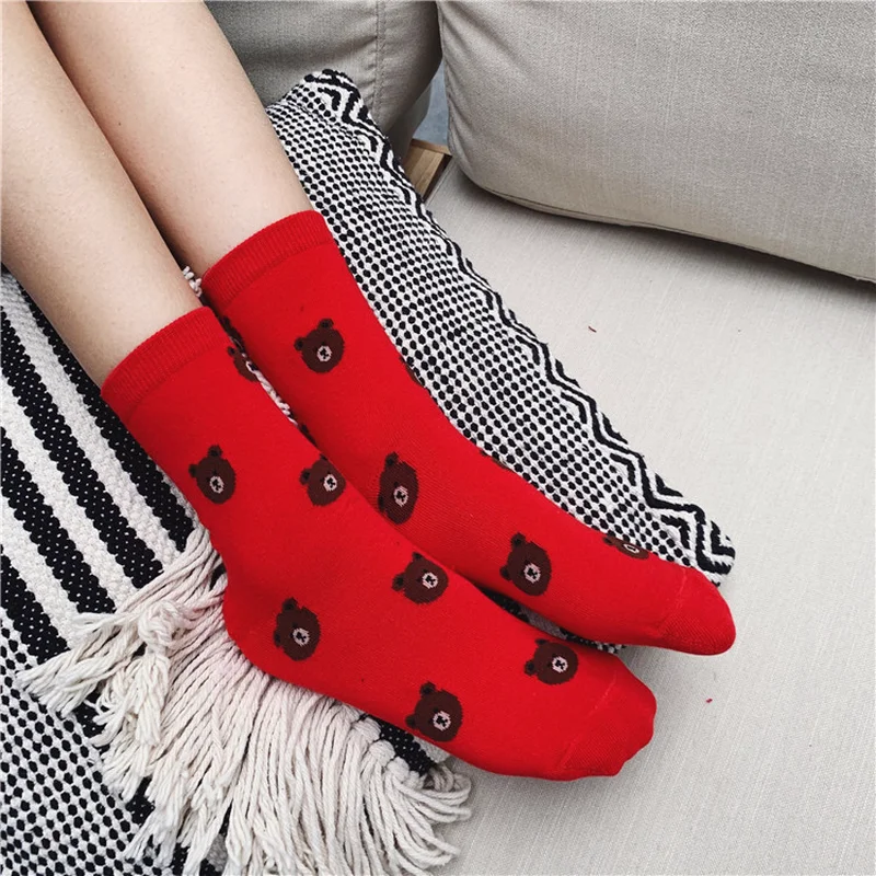 2019 Новинка осени Японский Корейский красивый мультяшный медведь носки с
