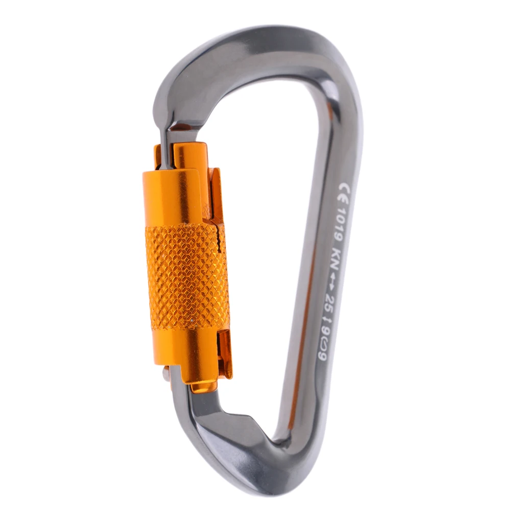 25KN Twist Gate Авто самоблокирующийся d-образный карабин скалолазание дерево Arborist спасательная собака клип крюк для гамака-серый