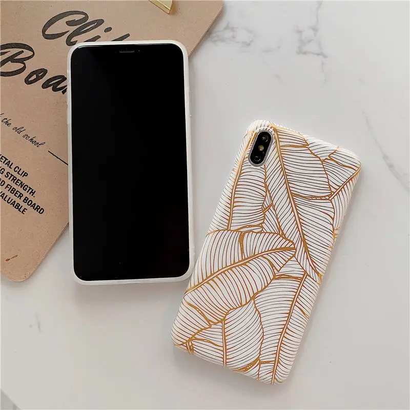 FLYKYLIN Art Gold banana leaf чехол для iphone XS Max XR X 6 S 7 8 Plus задняя крышка мягкий IMD силиконовый