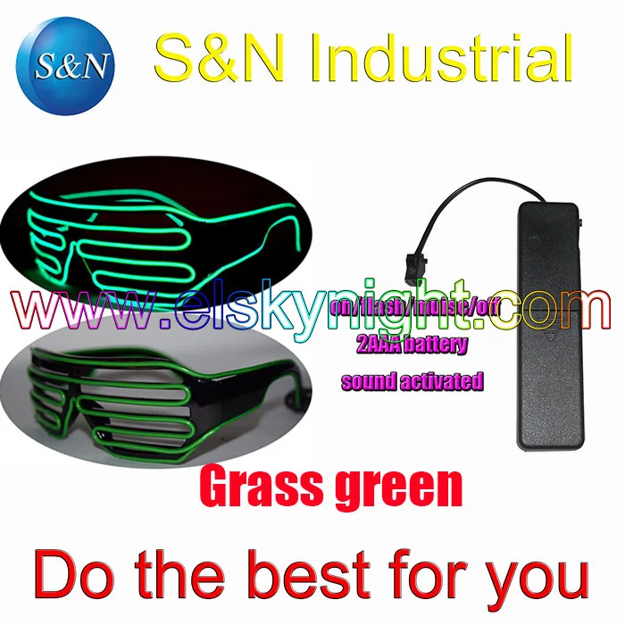 Ко! Лед синий EL провод светящаяся вспышка затвора светодиодные очки + батарейный