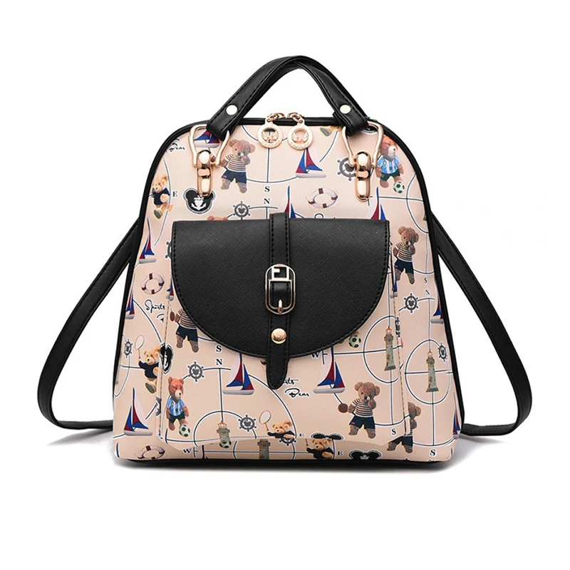 Модный черный рюкзак унисекс из искусственной кожи Маленькая женская кожаная