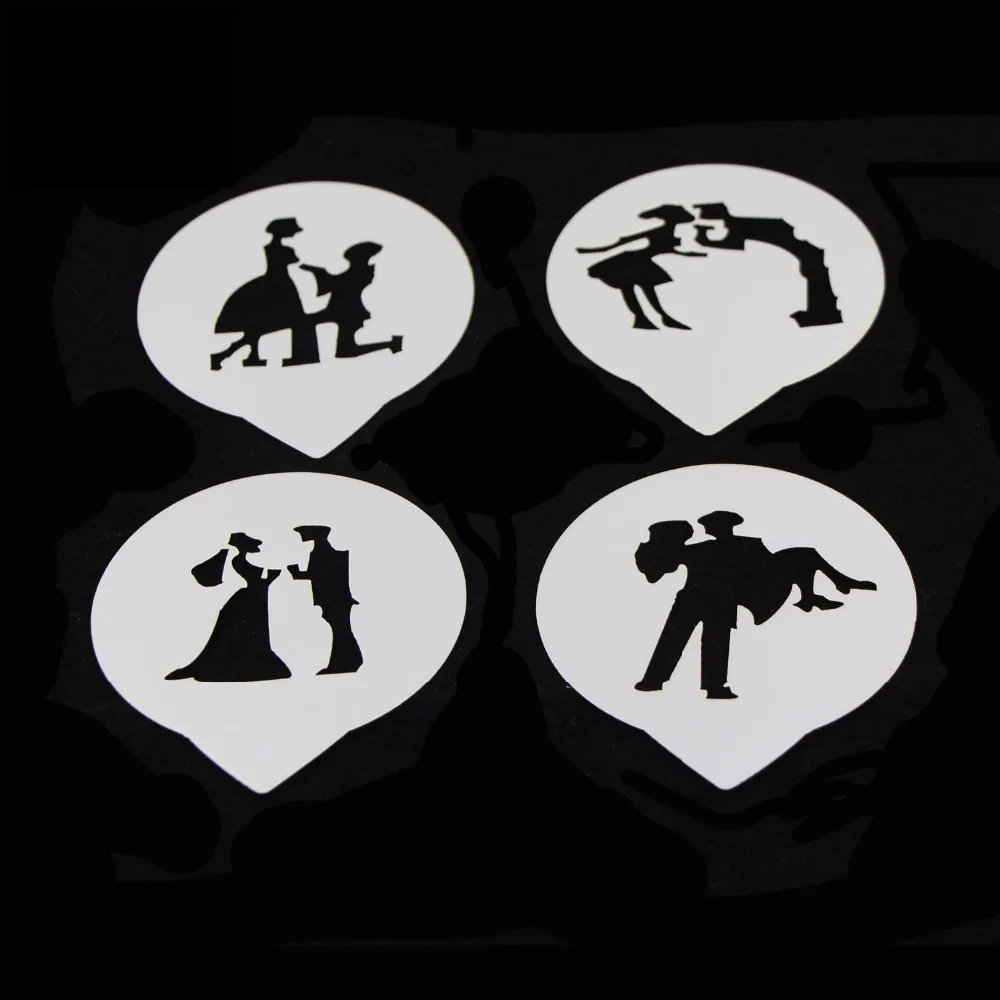 4 шт. трафарет для кофе романтические влюбленные Инструменты выпечки