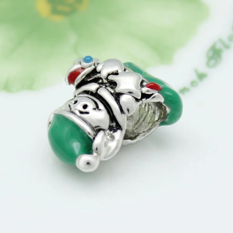 Новый продукт зеленый Рождественский эльф Санта Клаус Шарм Fit Pandora браслет |