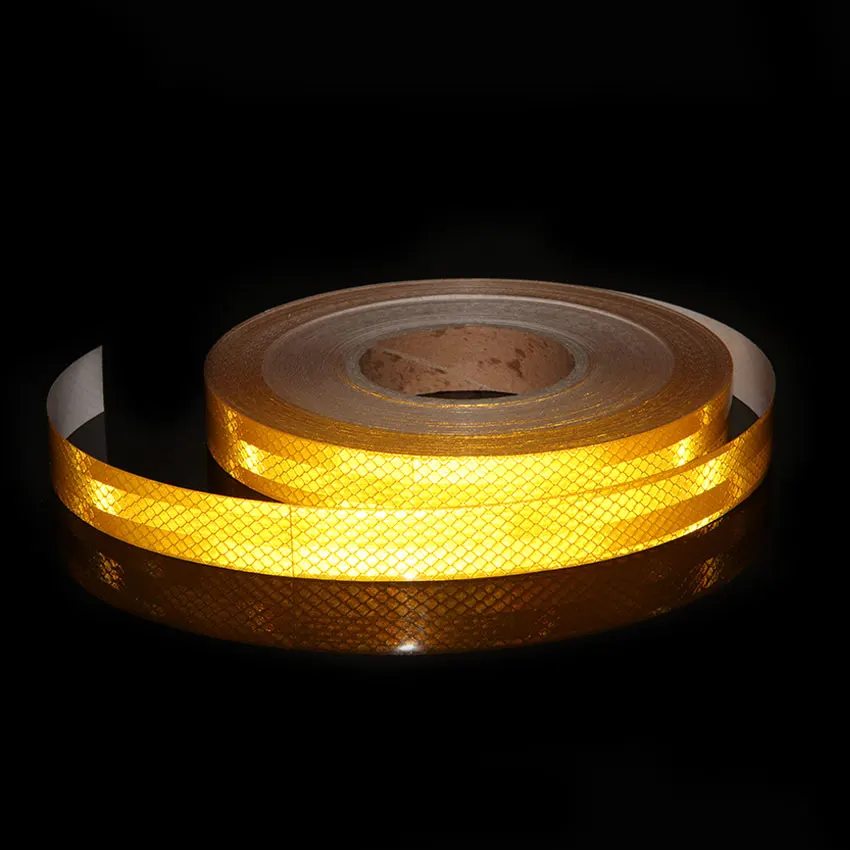 25 мм x 3 м DIY светоотражающая лента желтого микро пленка Предупреждение лента желтого цвета отражатели лента для защиты безопасности шлема мотоцикла