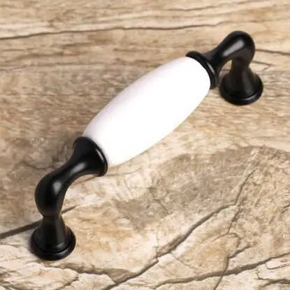 

96mm kitchen cabinet handle pull white ceramic cupboard pulls knob black dresser drawer wardrobe furniture pulls handles