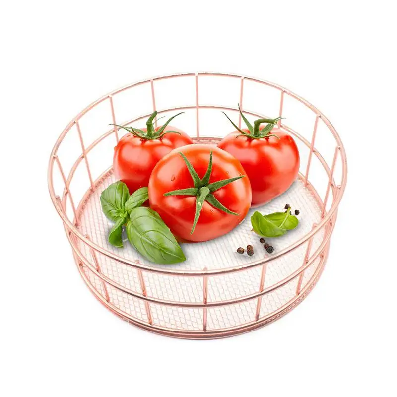 Nordic Style Rose Gold Metal Wire Storage Basket Cosmetic Organizer Holder Home Office Desk Toiletry Collections Bathroom Shelf | Дом и сад