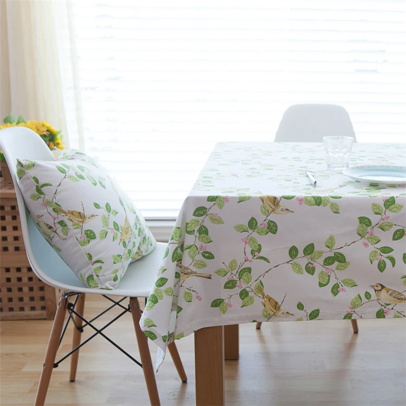 Высокое качество хлопковая скатерть на столе пасторальное дерево рисунок птицы