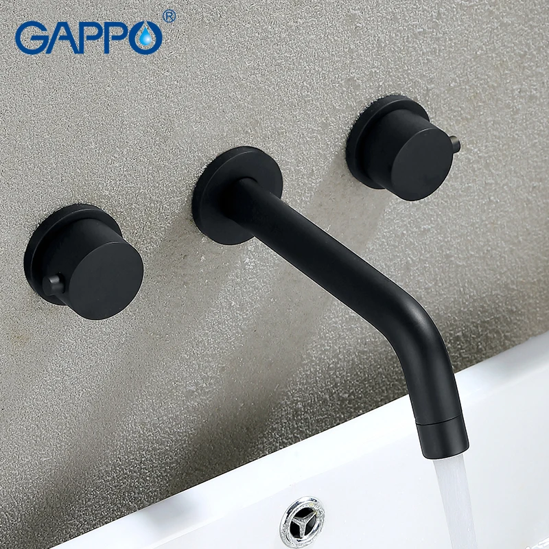 Смесители для раковины GAPPO настенный черный кран ванной комнаты крепление на