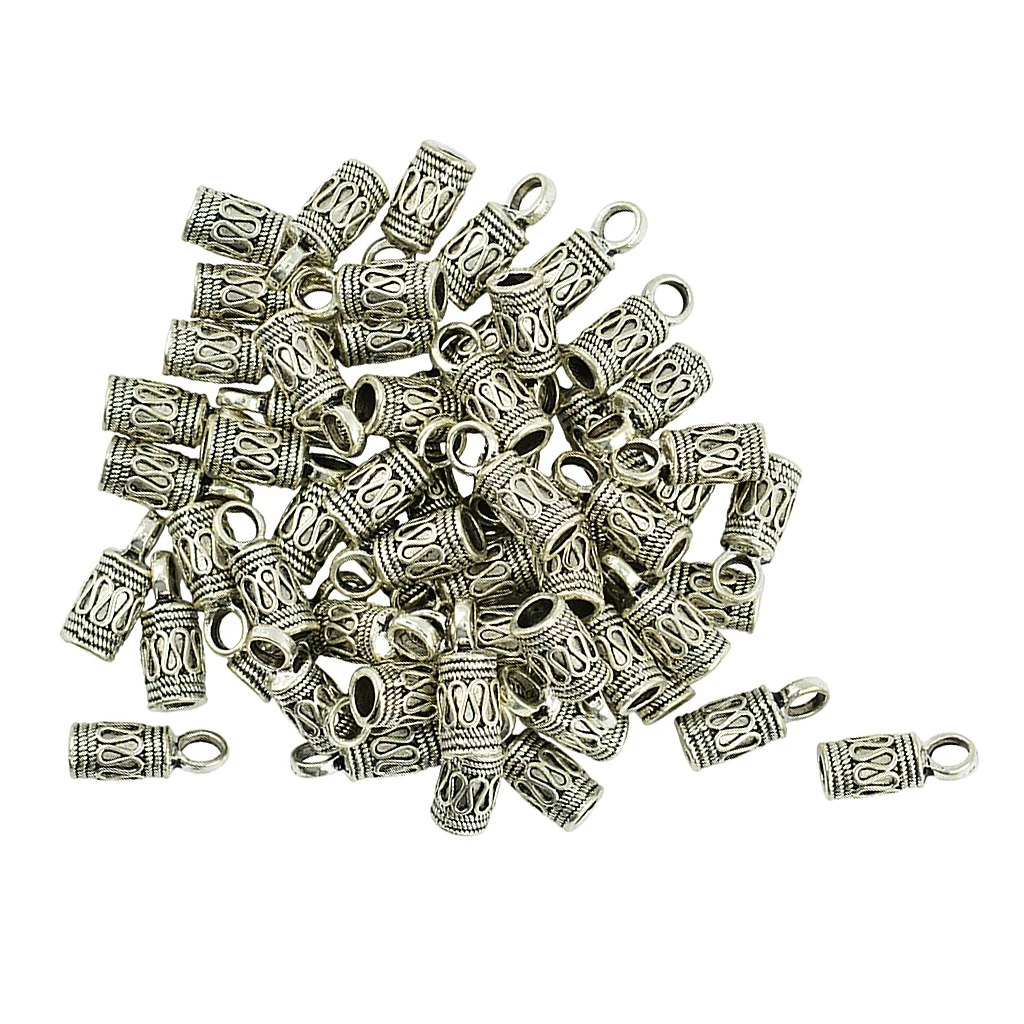 

50 Pieces Bell Shape Bead Leather Cord End Cap Tube Stopper Jewelry Findings 4mm