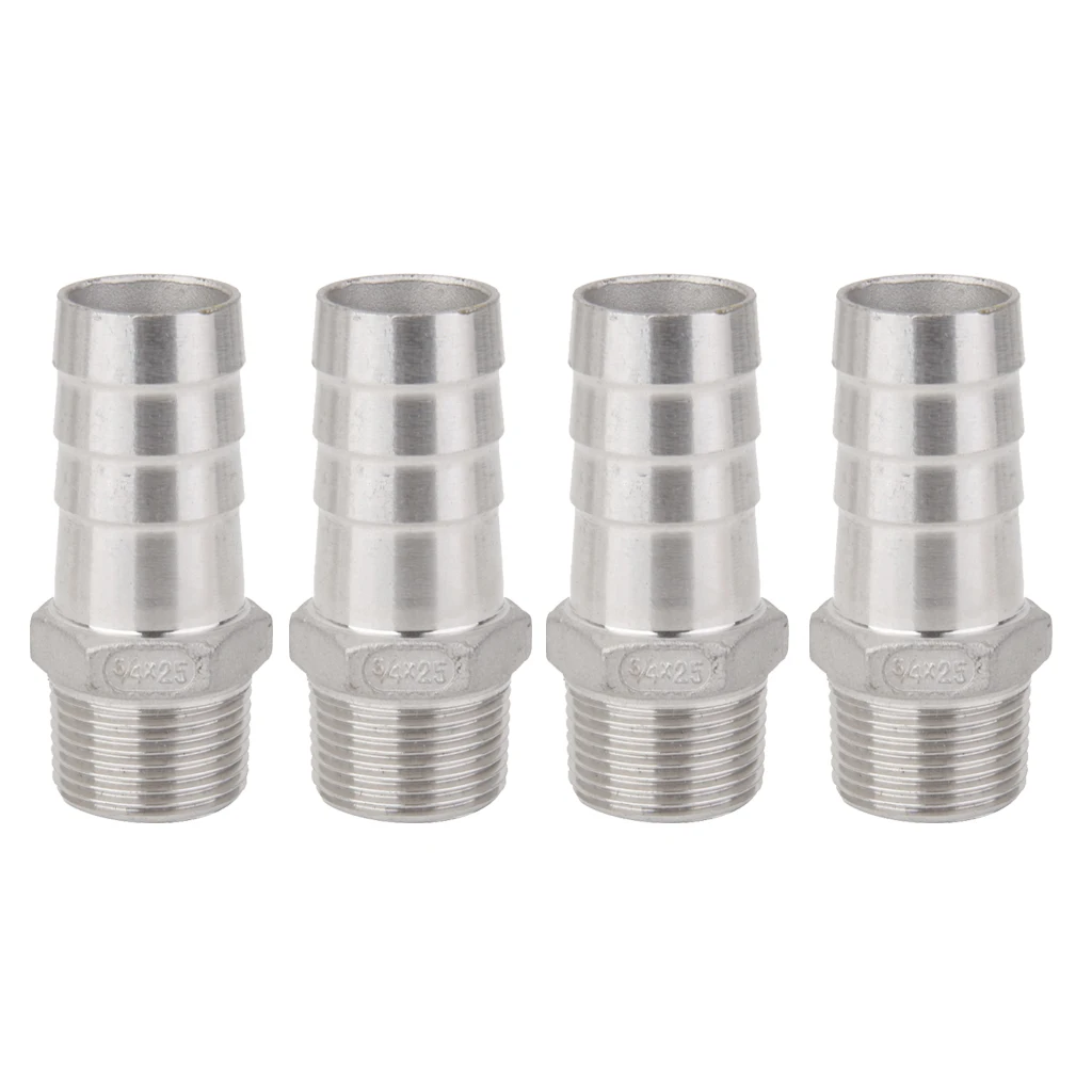 4 шт. 3/4 'x25mm штыревые резьбовые фитинги для шланга из нержавеющей стали