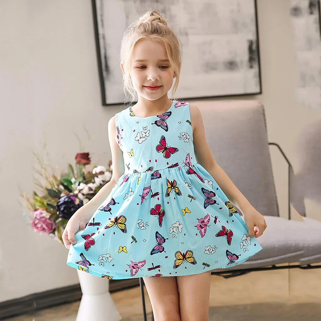 Детское платье 2019 Топ для маленьких детей ночное белье девочек хлопок принт с