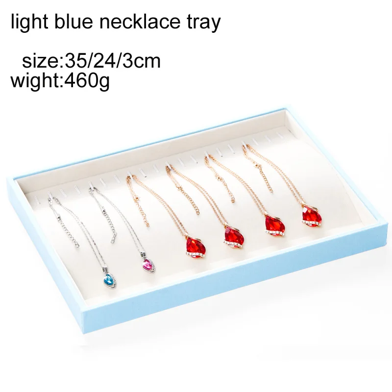 lightblue necklace Пять стилей, пять цветов, бархатный лоток для ювелирных изделий, чехол для демонстрации, чехол, ожерелье, кольца, браслет, чехол для демонстрации, Органайзер - Цвет: lightblue necklace