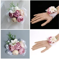 20 pcs wrist flower corsage women hand flowers faux hand wrist decoration for girls bride bridesmaids jewelry gift for wedding