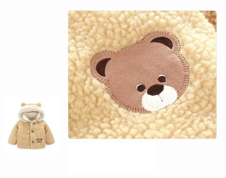 FunnyABC baby winter jacket thick warm hooded boys girls outwear coats camel for 6M to 3 years | Детская одежда и обувь