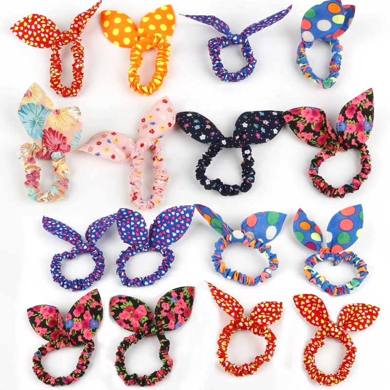 Набор эластичных резинок для волос карамельных цветов с ушками кролика 10 шт.| |