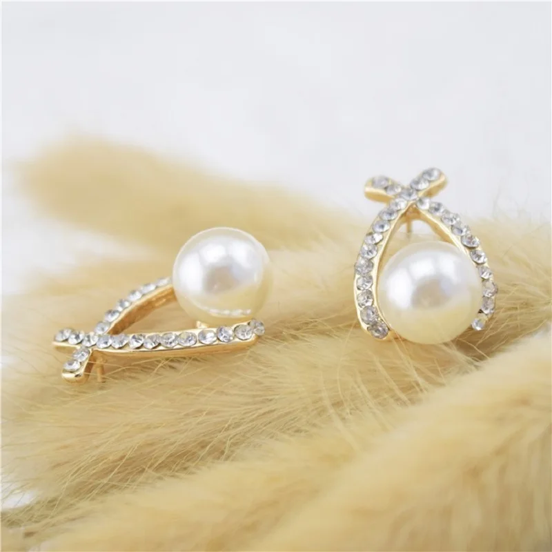 Хороший шопинг!! Модные золотые серьги с кристаллами Brincos Perle Pendientes Bou Pearl для женщины.