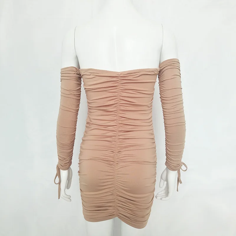 

Women Autumn Winter Bandage Dress Slash neck 2018 Sexy Off Shoulder Long Sleeve Slim Elastic Bodycon Party Dresses Vestidos B406