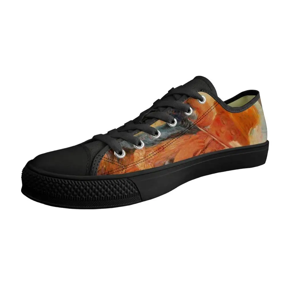 

New Arrival Customizable Men Casual Breathable Shoes Low top Black Canvas Vulcanized Flat Shoes Paddy Painting Art Adult Shoes