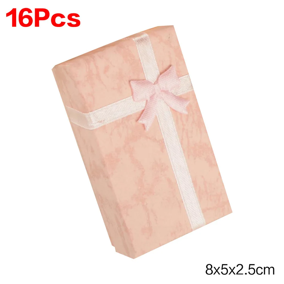 Pink 16 шт./лот, коробка для украшений из крафт-бумаги, серьги, кольца, 8x5x2,5 см, подарочные коробки, аксессуары для ювелирных изделий, цветные подарочные коробки - Цвет: Pink