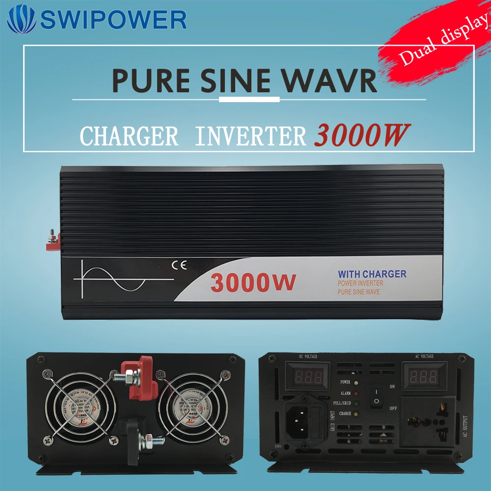 Инвертор ups 3000W Чистая синусоида с зарядным устройством 12V 24V 48v DC к AC 220V 230V 240v