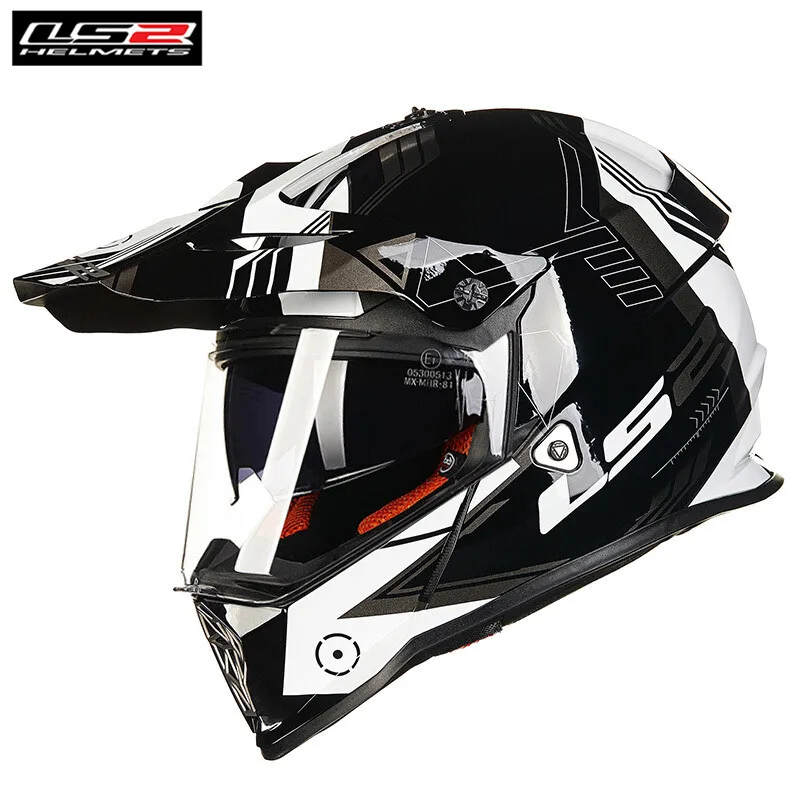 Trigger Black White LS2 MX436 PIONEER двойной спортивный мотоциклетный шлем мотокросса бездорожья 0613 ATV Casque Casco мотоциклетные шлемы de Motociclista - Цвет: Trigger Black White