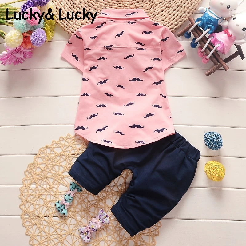 Baby boy clothes cotton baby clothing set short sleeve Beard printed casual style |