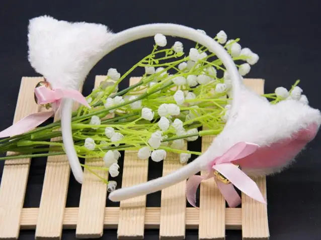 Повязка на голову с кошачьими и лисьими пушистыми дьявольскими ушками