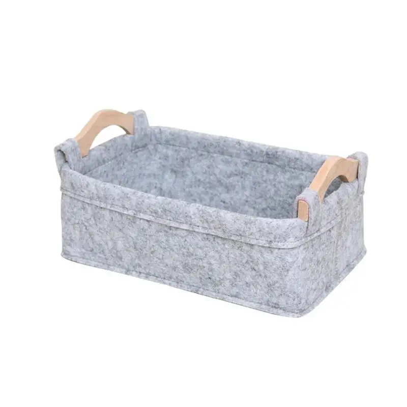 Light Grey 1 шт., войлочная переносная корзина для хранения, настольные Снэк игрушечные корзины, косметика, книжные мелочи, корзина, органайзер, нижнее белье, носки для хранения - Цвет: Light Grey
