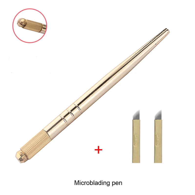Золотистая ручная ручка для татуажа бровей Перманентный макияж микроблейдинг с 2