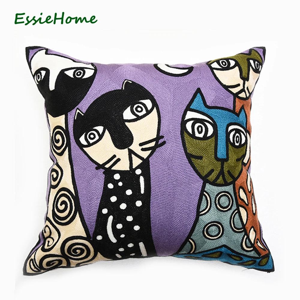 ESSIE HOME Full Embroidery Chain 18" High End Picasso Abstract Paintings Cushion Cover Red Blue Throw Pillow Case | Дом и сад
