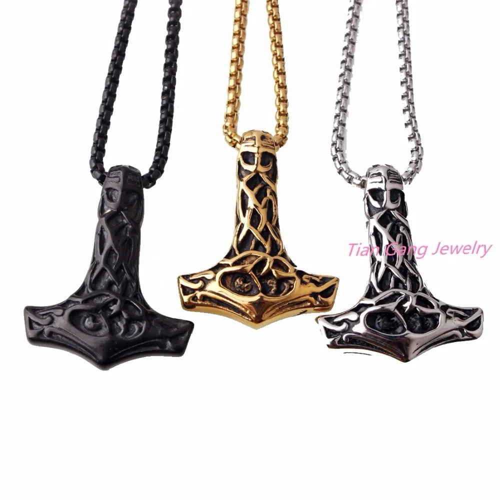 Серебряный цвет золотой черный молоток Кельтский Узел миф кулон из нержавеющей