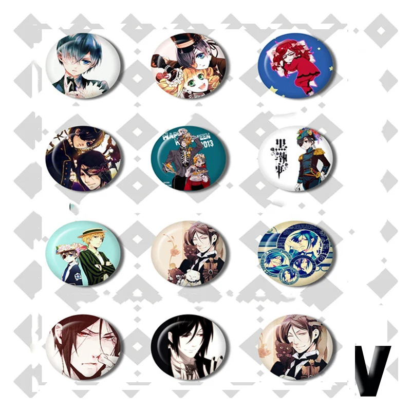 1 шт. 58 мм Kuroshitsuji Black Butler Sebastian Michaelis Ciel Grell Sutcliff брошь сумка ткань деко значок