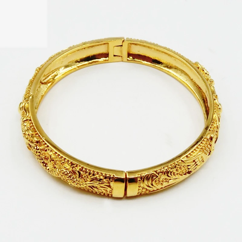 Женский жёлтый свадебный браслет с рисунком дракона Феникса 60 мм|gold bracelet patterns|women