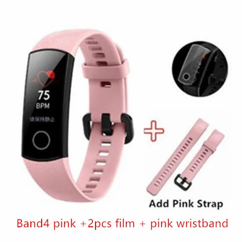 Pin-films-pink str Умный Браслет huawei Honor Band 4 с пультом дистанционного управления для камеры, цветной Amoled 0,9" сенсорный экран для плавания - Цвет: Pin-films-pink str