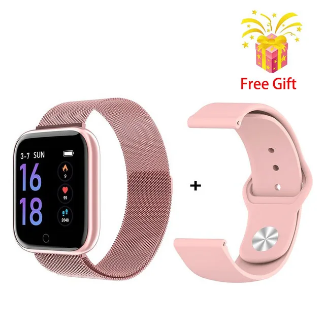 Pink(Two Strap) T80 умный Браслет IP67 Водонепроницаемый фитнес-трекер входящий вызов кровяное давление смарт-браслет монитор сна умные часы - Цвет: Pink(Two Strap)
