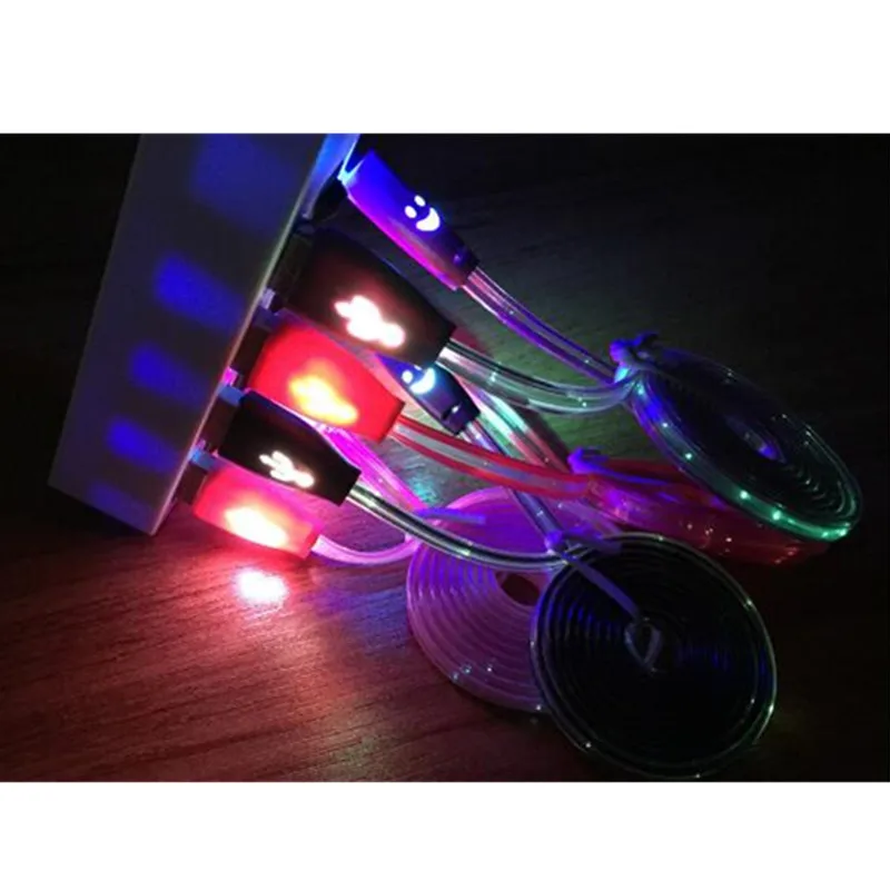Led Smile USB Cable For iphone 6 7 Fast Charging Data Sync Microusb Charger Huawei Xiaomi Android Mobile Phone Cables | Мобильные