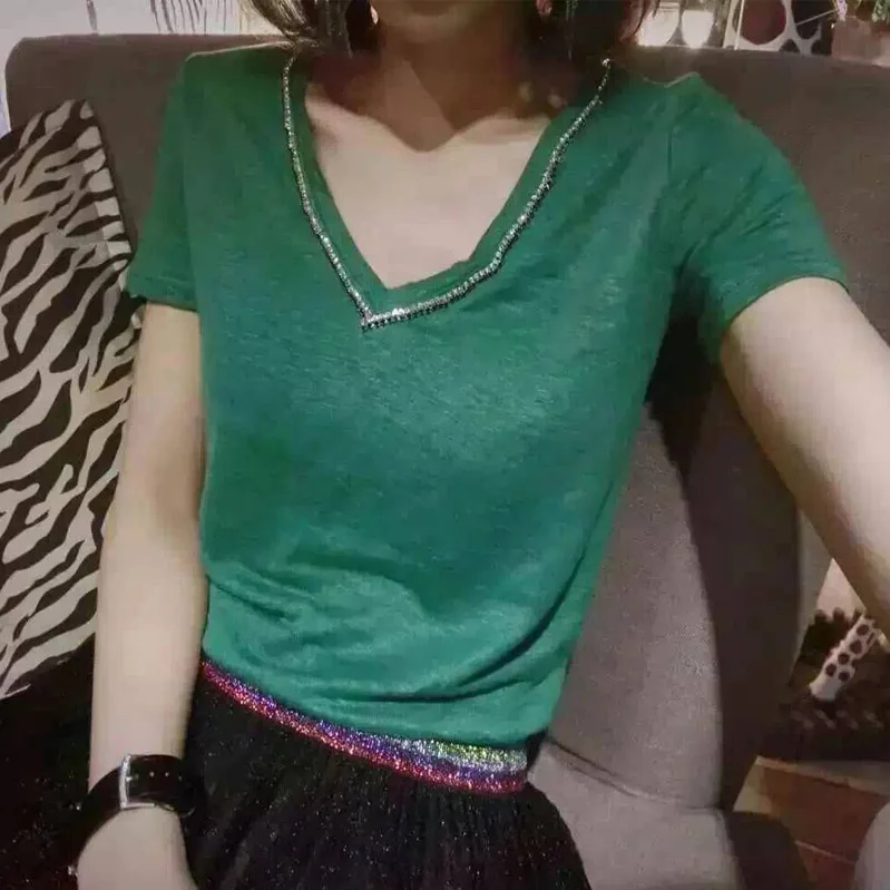 KENVY Брендовые женские модные роскошные хлопковые футболки с короткими рукавами и