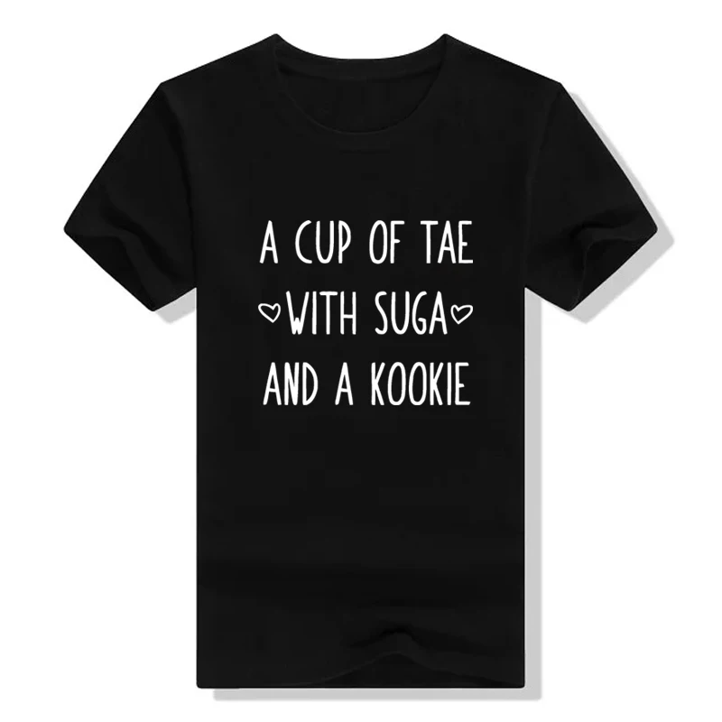 KPOP/футболка A CUP OF TAE WITH Suga AND Kookie модная футболка унисекс в Корейском стиле с